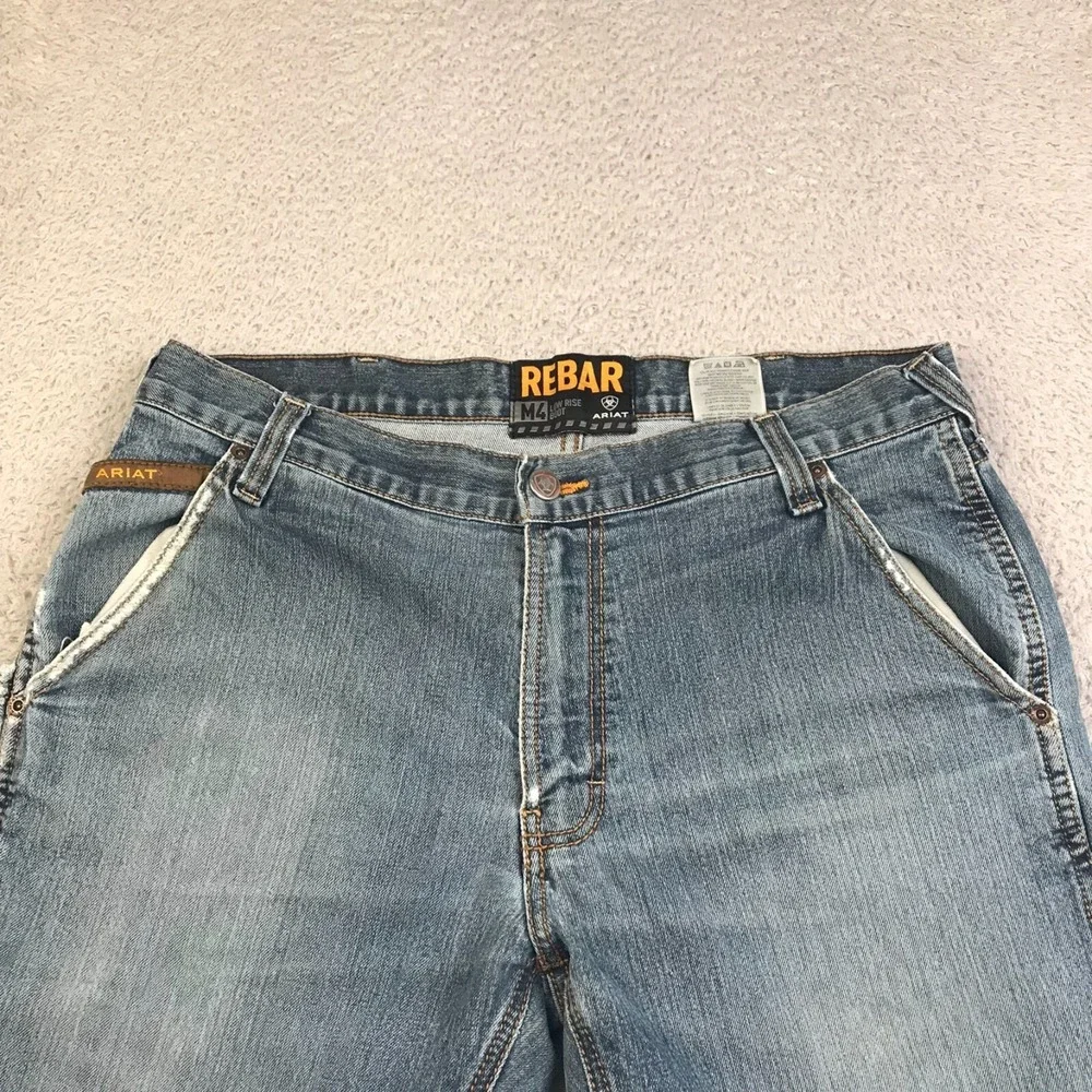 Ariat Rebar Jeans Mens 35 (36x33) Distressed M4 Low Rise‎ Boot Western Workwear